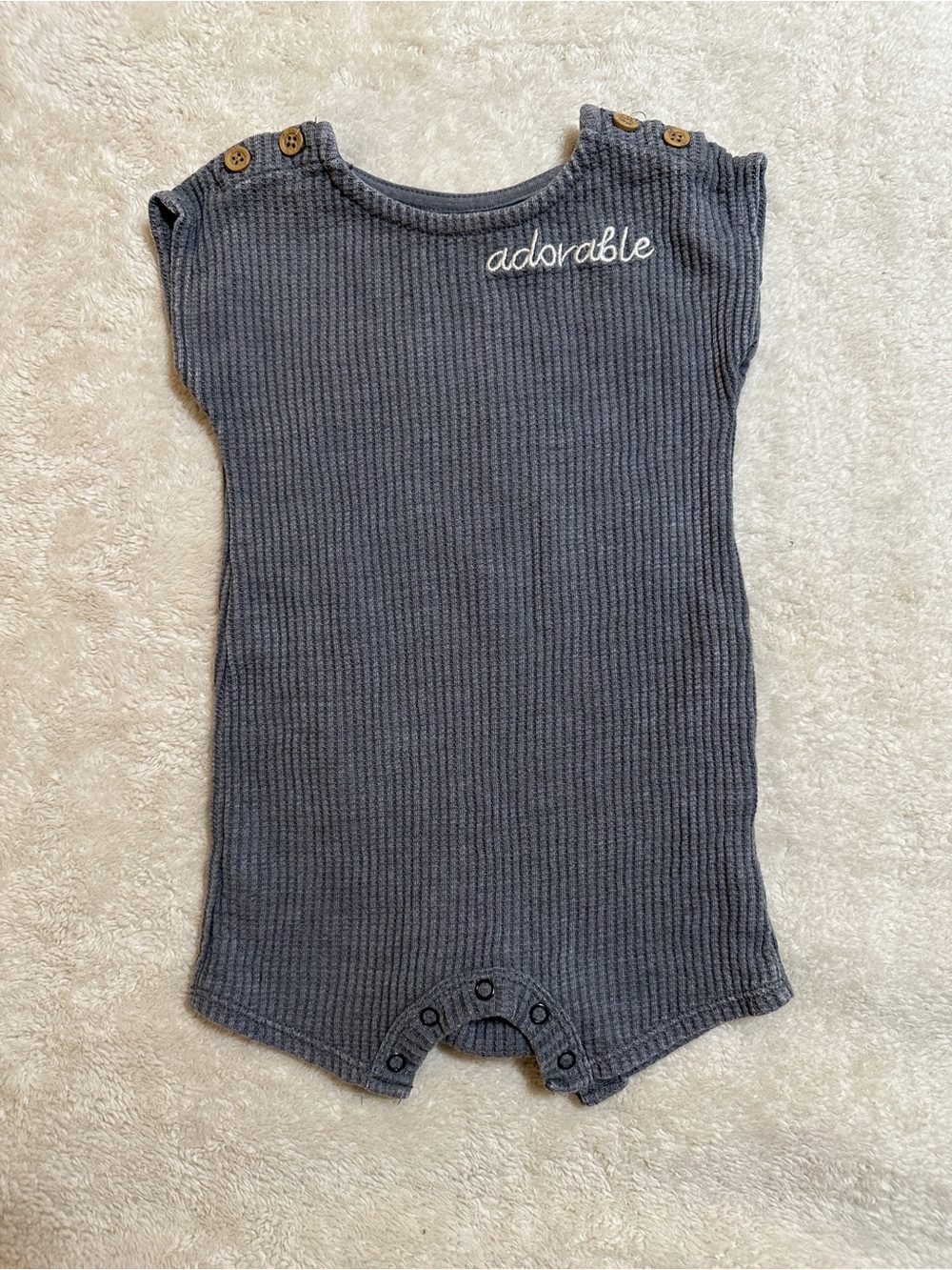 Grayson Mini 3-6mo Ribbed Baby Romper - Charcoal
